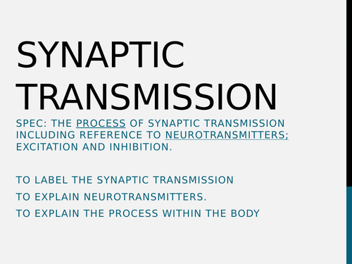 Aqa A Level Psychology Biopsychology Synaptic Transmission Teaching Resources