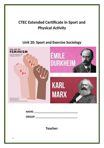 CTEC LEVEL 3 Unit 20 Sport and Exercise Sociology Assignment 1 and 2 booklet