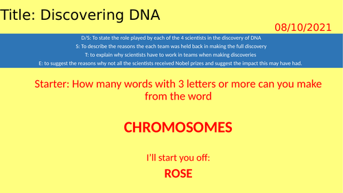 History Of Dna Lesson Plus Resources Y9 In 9c1 Module Teaching Resources