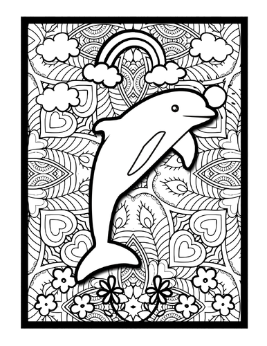 Dolphins Mindfulness Mandala Coloring Pages, Animals Coloring Printable ...