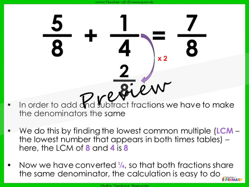 Adding and Subtracting Fractions - Year 6 | Teaching Resources