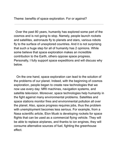 space exploration cons essay