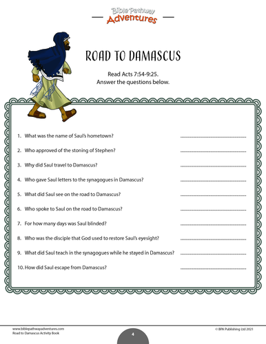 FREEBIE: Road to Damascus Activity Book for kids ages 6-12 | Teaching Resources