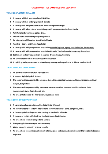 IGCSE GEOGRAPHY COMPLETE PPT CASE STUDY | Teaching Resources