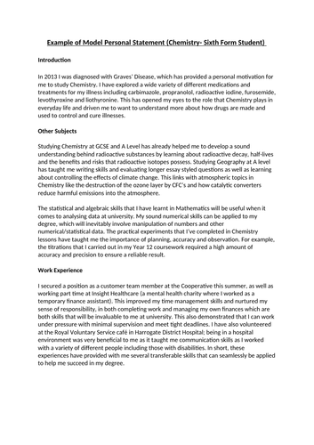 personal statements chemistry