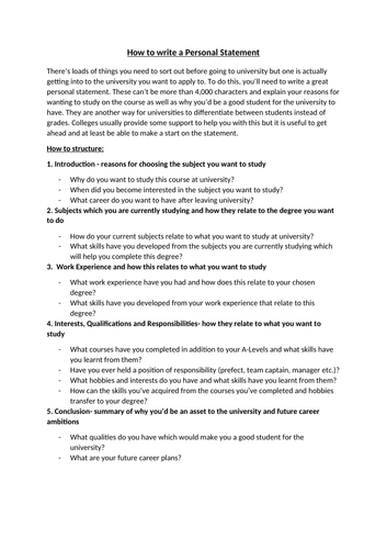 university personal statement guide