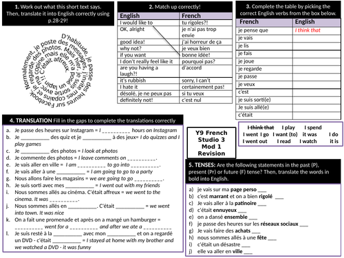 Studio 3 Module 1 Revision Worksheet