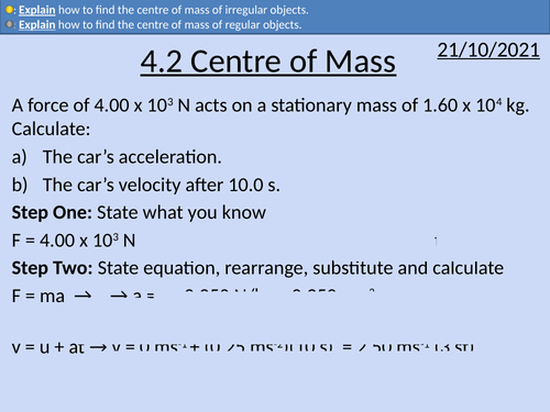 OCR AS level Physics: Centre of Mass