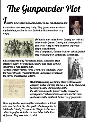 Gunpowder Plot Worksheet Bundle | Teaching Resources