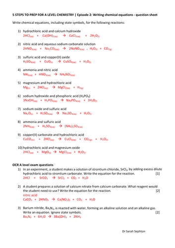 Prep for A level Chem - answers | Teaching Resources