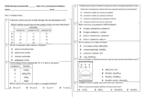 IGCSE Chemistry Revision Questions | Teaching Resources