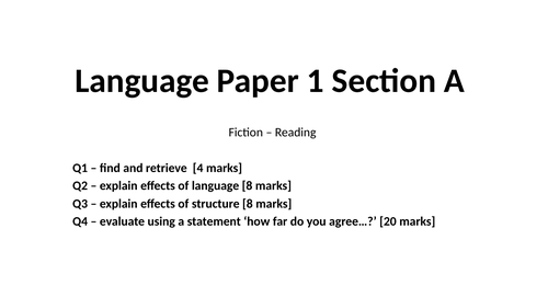 Language Paper 1 How to Answer Each Question | Teaching Resources