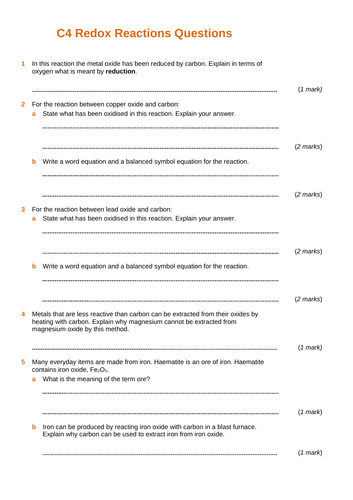 C4 Chemical Changes - AQA GCSE Science/Chemistry (9-1) | Teaching Resources