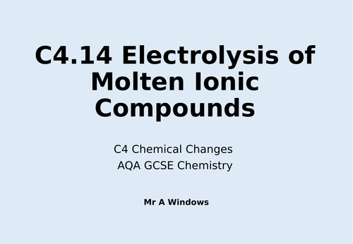 C4 Chemical Changes - AQA GCSE Science/Chemistry (9-1) | Teaching Resources