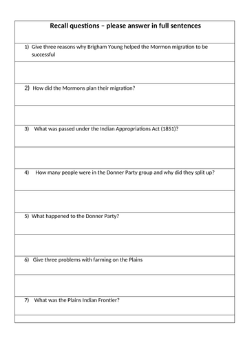 Edexcel 9-1 Lesson 9 The Fort Laramie Treaty