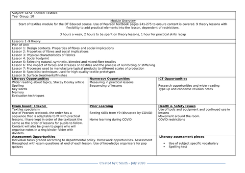 Textiles content - Lessons 1-9 with SOW and Assessment | Teaching Resources