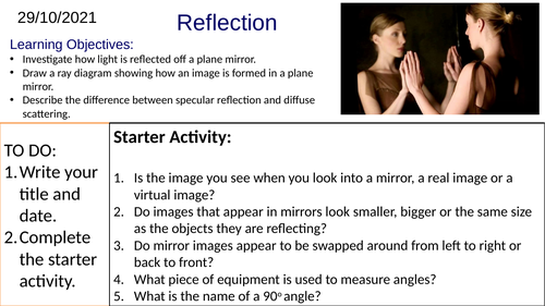 KS3 Physics Reflection: Complete Lesson