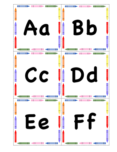 Crayon Theme Alphabet Cards multiple Sizes | Teaching Resources