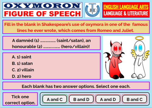 oxymoron figurative language 60 boom cards teaching resources