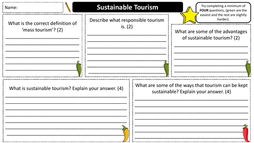 Sustainable Tourism - Worksheet | Teaching Resources