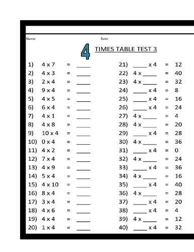 Mathemateg KS2 BLWYDDYN 3 taflen gwaith tabl 4 Cymraeg Iaith Gyntaf ...