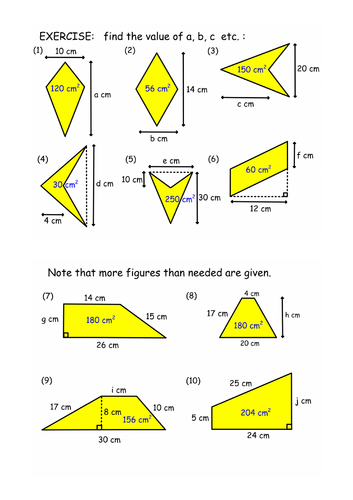 Areas: triangles, composites, quadrilaterals | Teaching Resources