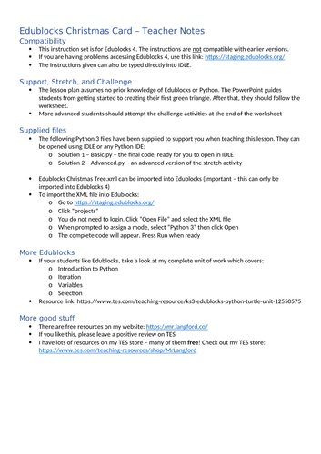 Python Turtle Edublocks Christmas Card | Teaching Resources