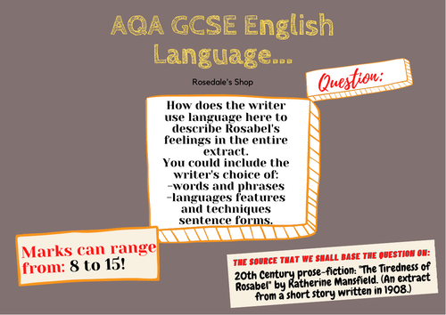 Aqa Gcse English Language Rosabel Mark Scheme