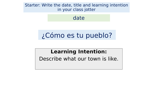 ¿Cómo es tu pueblo? Town Adjectives Spanish