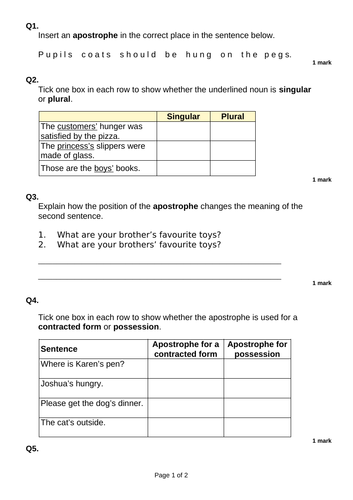 Literacy - Titanic - Apostrophes for possession - Upper KS2 - year 5 ...