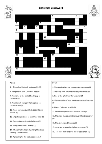 Christmas fun puzzles. Word search and Crossword. | Teaching Resources