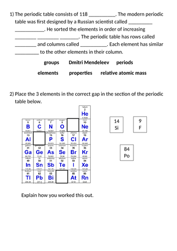 Exploring Science 8F – The Periodic Table | Teaching Resources