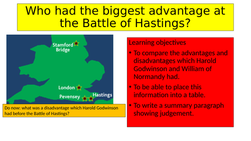 Who had the biggest advantage at the Battle of Hastings?