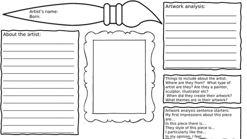 internet artist research worksheet