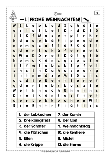 GERMAN CHRISTMAS WORD SEARCHES #2 | Teaching Resources