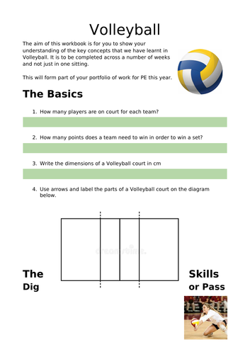 Volleyball Workbook | Home Learning | Teaching Resources