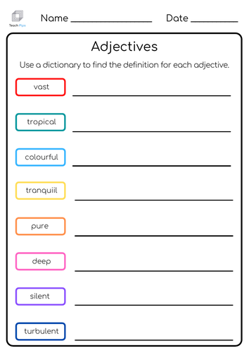 Ocean Adjectives Activity Pack 