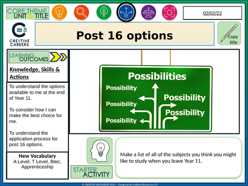 Post 16 Options Careers Lesson | Teaching Resources