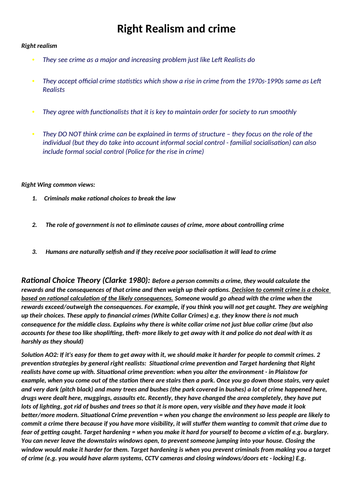 Left Realism&Right Realism view on Crime | Teaching Resources