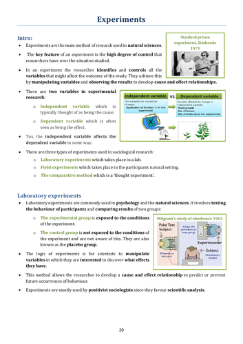 different types of experiments in sociology