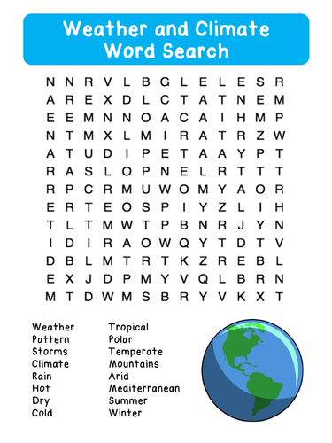 Weather and Climate - Word Search | Teaching Resources