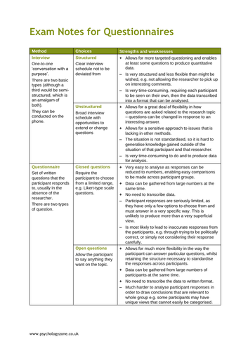 psychology experiments questionnaires