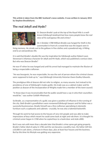 The Diary of Mr Utterson - KS3 scheme exploring Jekyll & Hyde ...