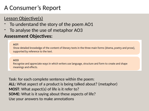 a consumer's report poem essay