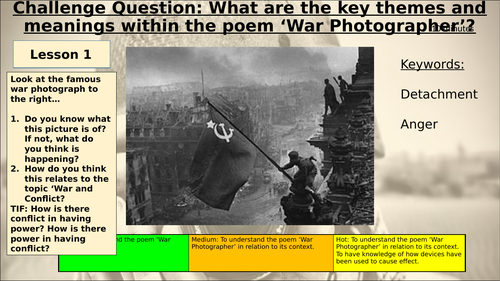 War Photographer Differentiated Poetry Lesson Teaching Resources 