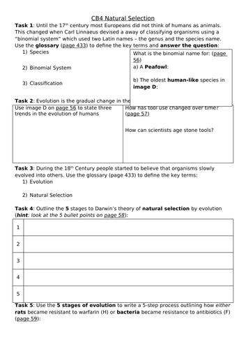 CB4 Natural Selection and Genetic Modification Revision Sheet, Edexcel Combined Science