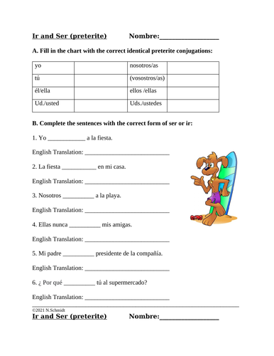 ir-and-ser-in-preterite-tense-worksheet-2-pages-teaching-resources