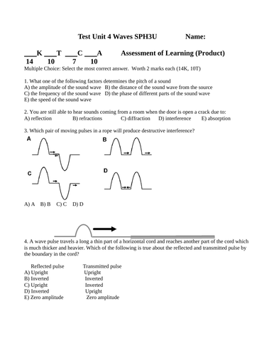 Waves Quizzes and Waves Test Package Grade 11 Physics WITH ANSWERS #7