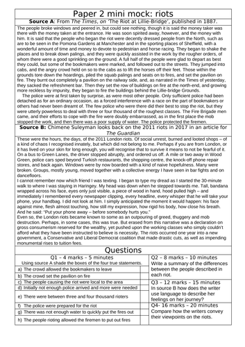 English Language Paper 2 - Extract and PPT for 1-4 AQA | Teaching Resources