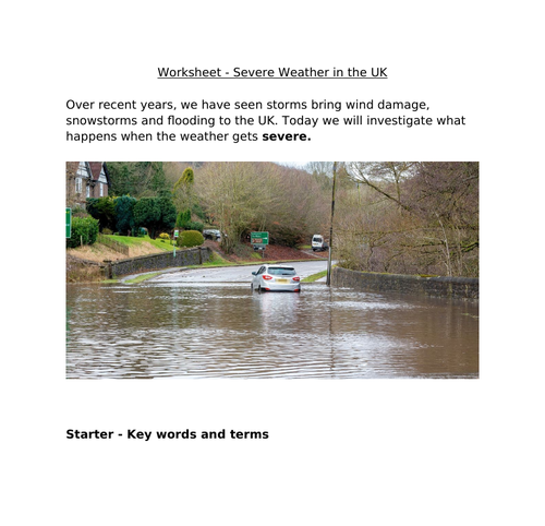 Remote Learning - Severe Weather in the UK - KS3 Geography | Teaching ...